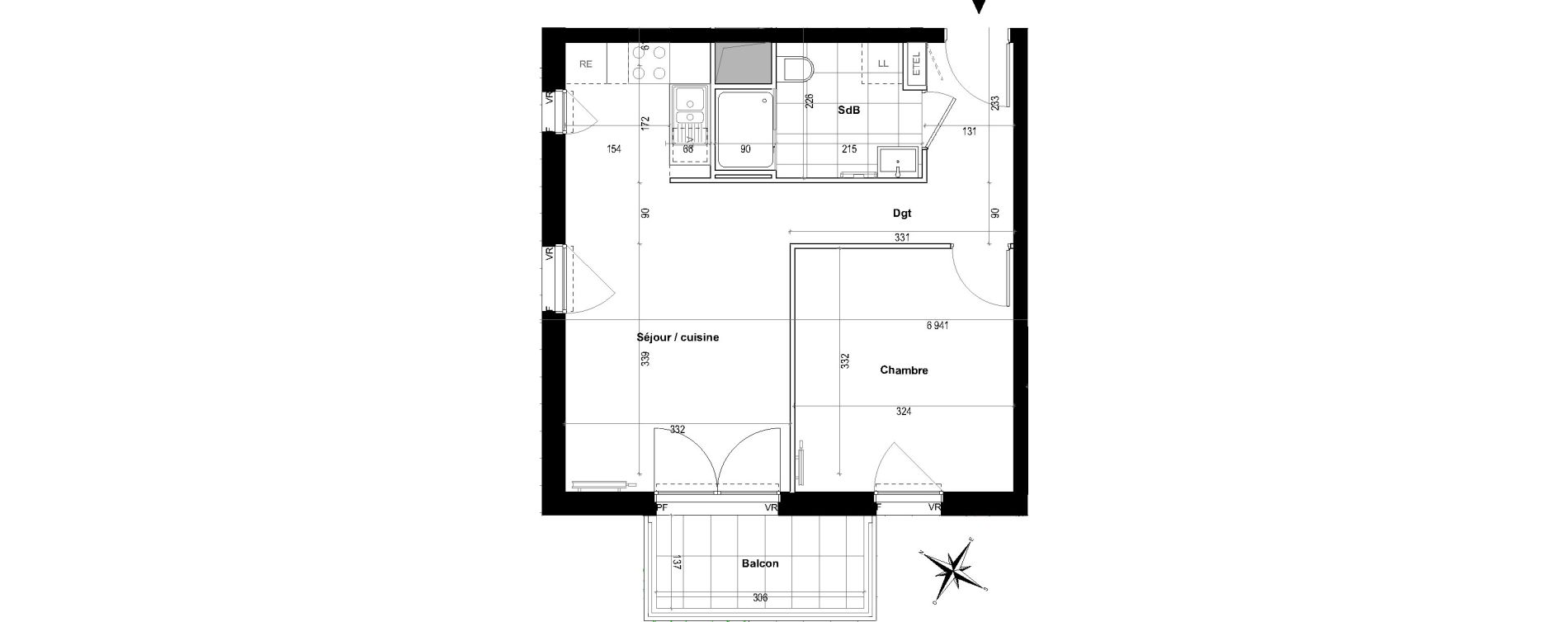 Appartement T2 de 42,10 m2 &agrave; Villepinte Hopital