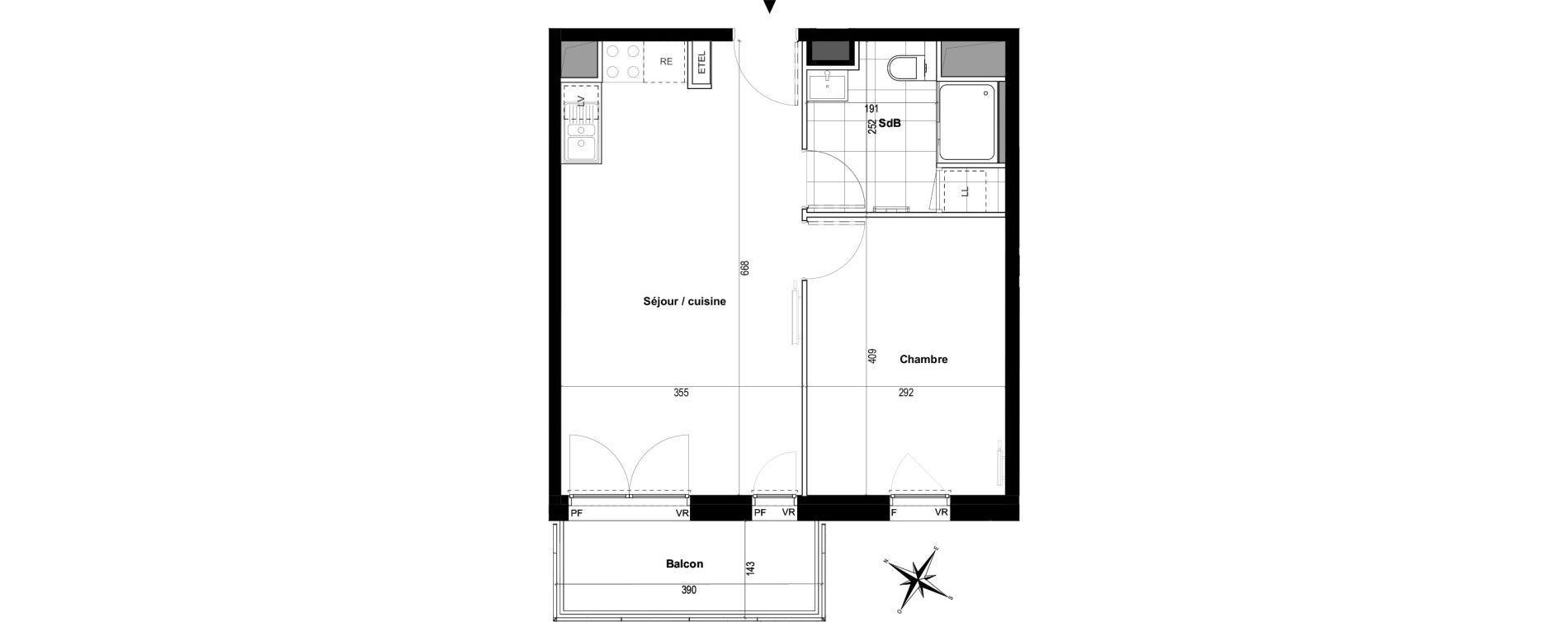 Appartement T2 de 41,20 m2 &agrave; Villepinte Hopital