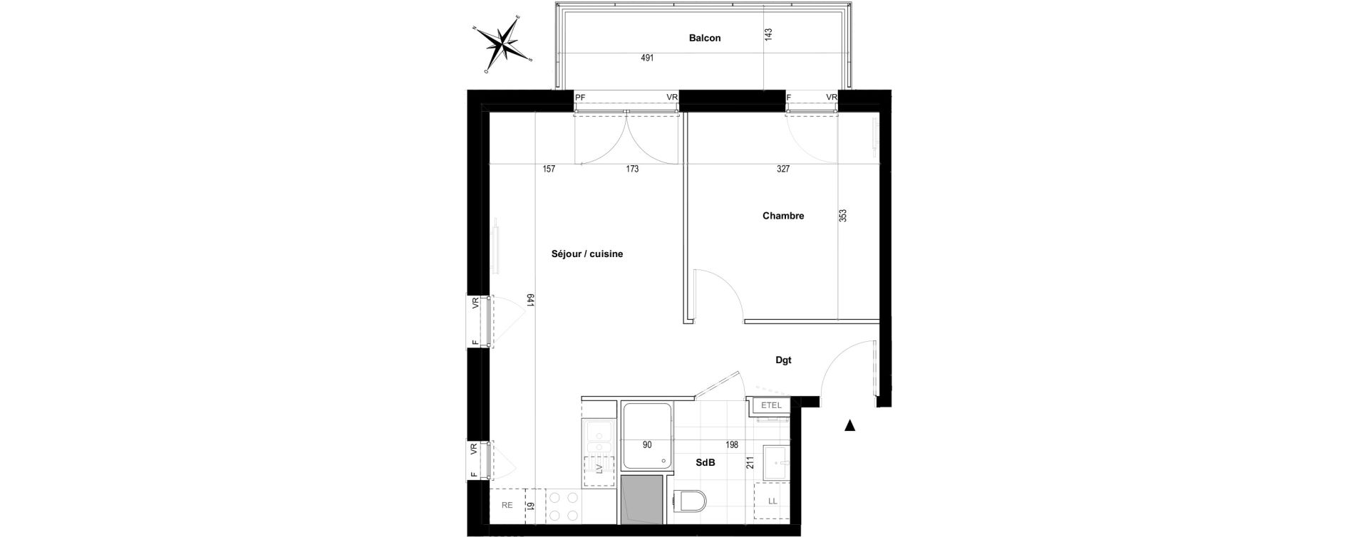 Appartement T2 de 41,40 m2 &agrave; Villepinte Hopital