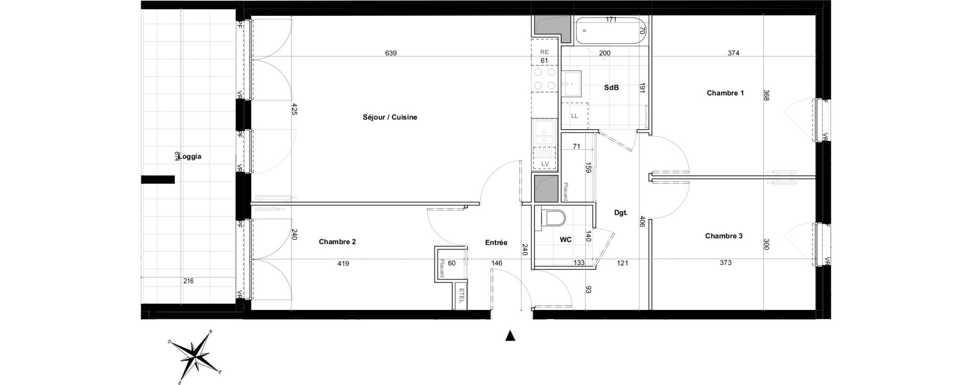Appartement T4 de 81,30 m2 &agrave; Villepinte Hopital