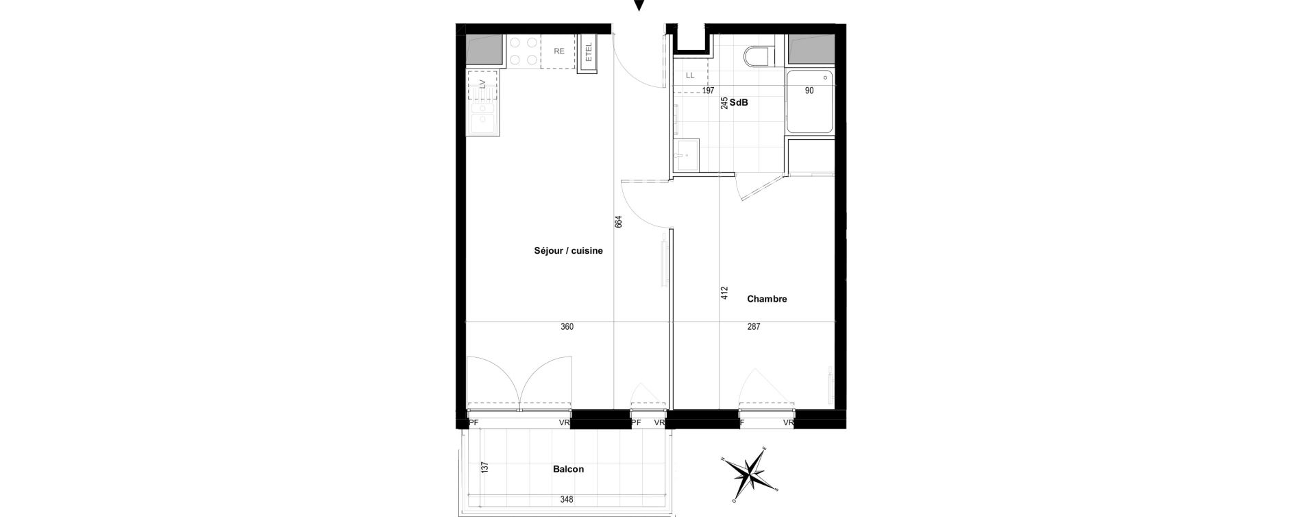 Appartement T2 de 41,30 m2 &agrave; Villepinte Hopital