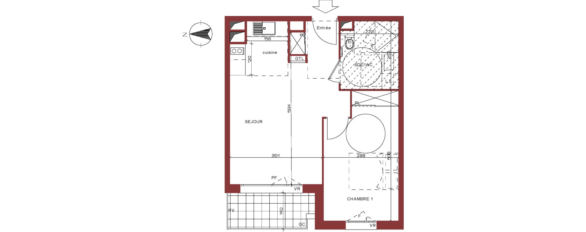 Appartement T2 de 42,98 m2 &agrave; Villepinte La p&eacute;pini&egrave;re