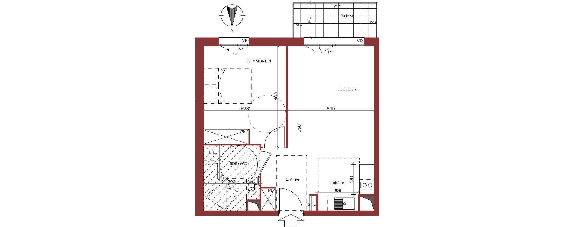 Appartement T2 de 44,35 m2 &agrave; Villepinte La p&eacute;pini&egrave;re