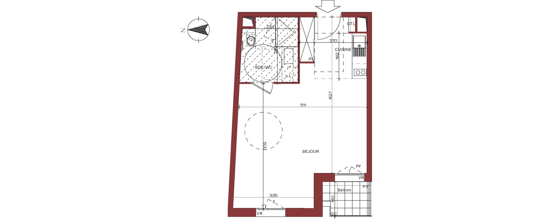 Appartement T1 de 35,75 m2 &agrave; Villepinte La p&eacute;pini&egrave;re
