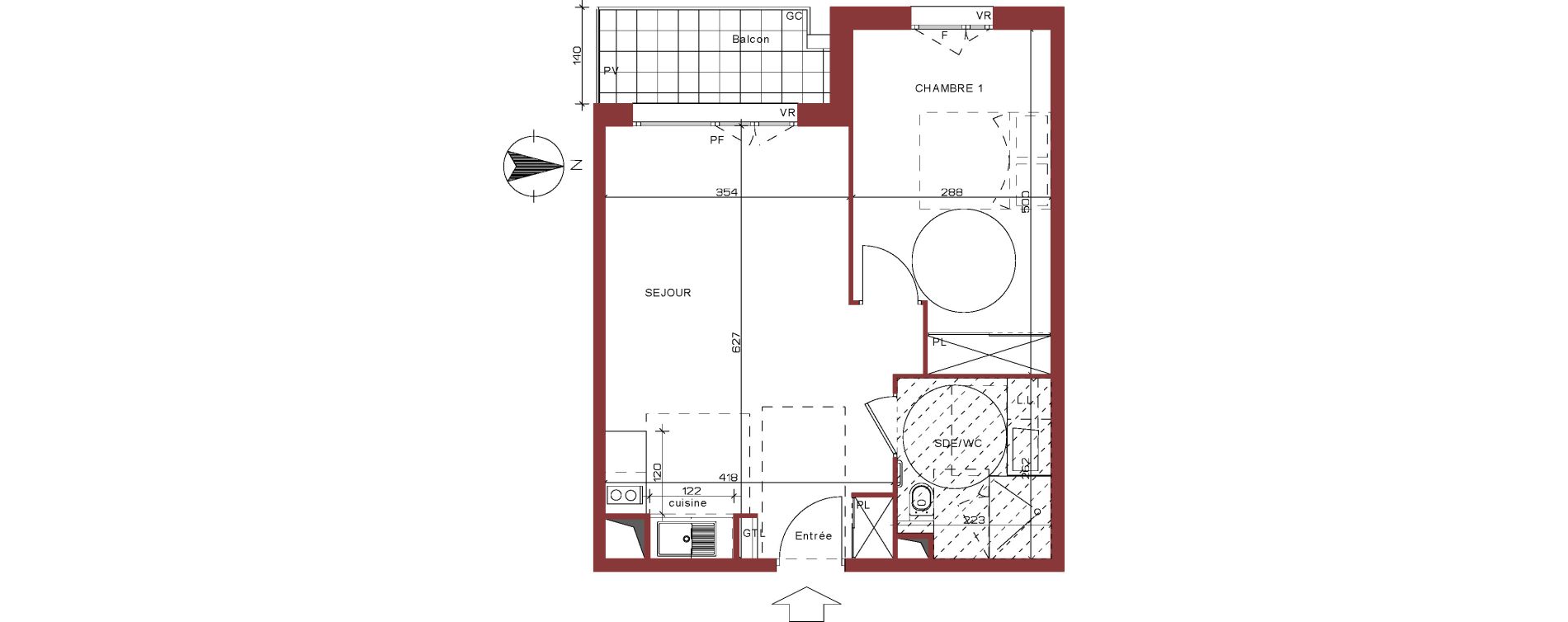 Appartement T2 de 43,39 m2 &agrave; Villepinte La p&eacute;pini&egrave;re