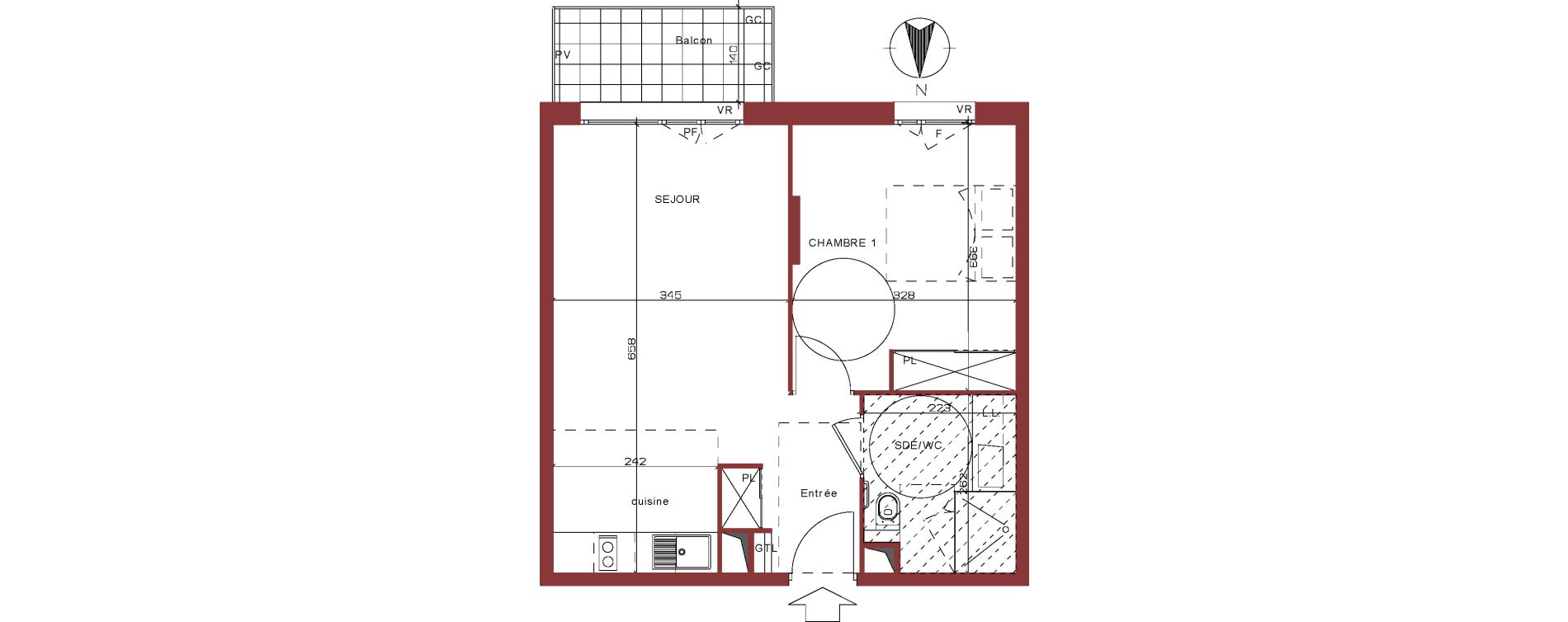 Appartement T2 de 43,33 m2 &agrave; Villepinte La p&eacute;pini&egrave;re