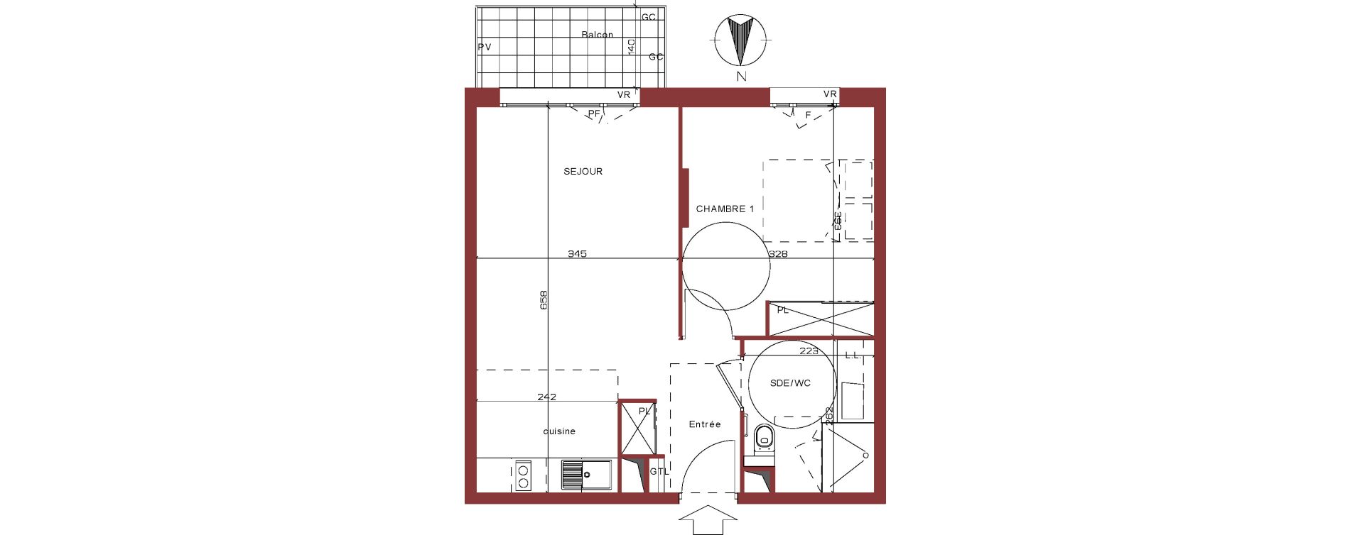 Appartement T2 de 43,33 m2 &agrave; Villepinte La p&eacute;pini&egrave;re