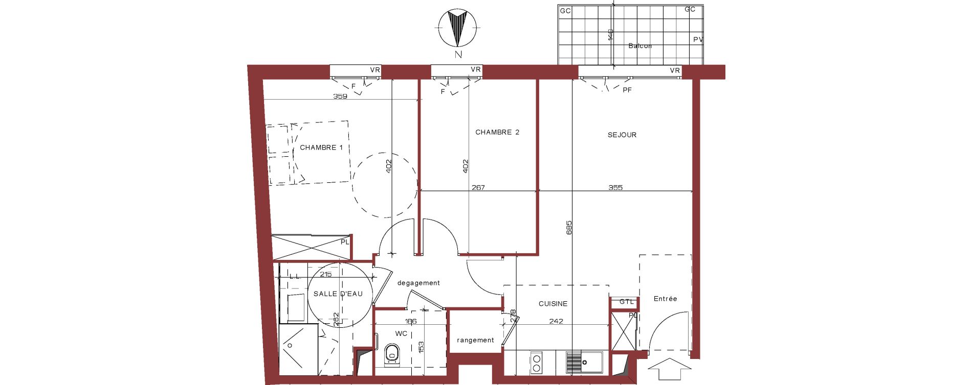 Appartement T3 de 63,16 m2 &agrave; Villepinte La p&eacute;pini&egrave;re