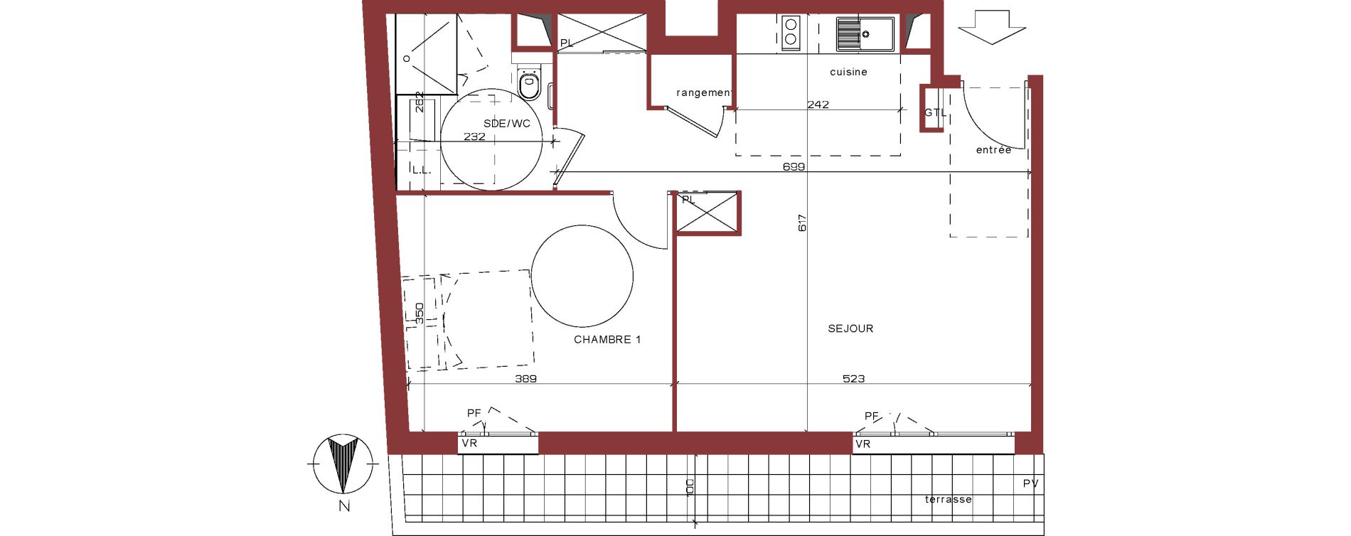 Appartement T2 de 53,78 m2 &agrave; Villepinte La p&eacute;pini&egrave;re