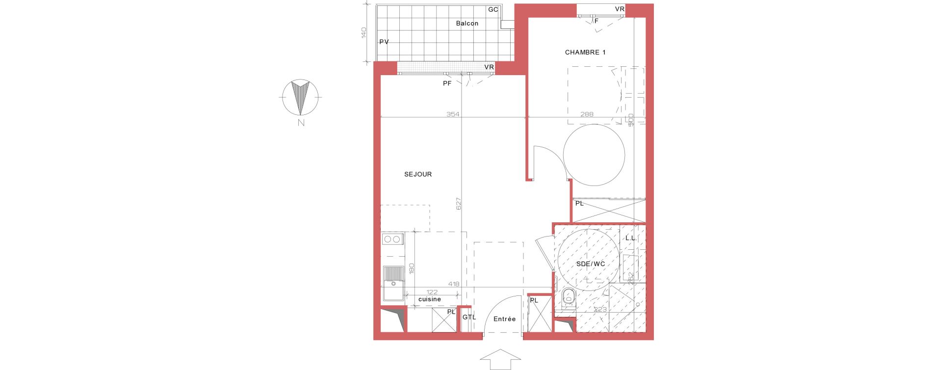 Appartement T2 de 43,39 m2 &agrave; Villepinte La p&eacute;pini&egrave;re