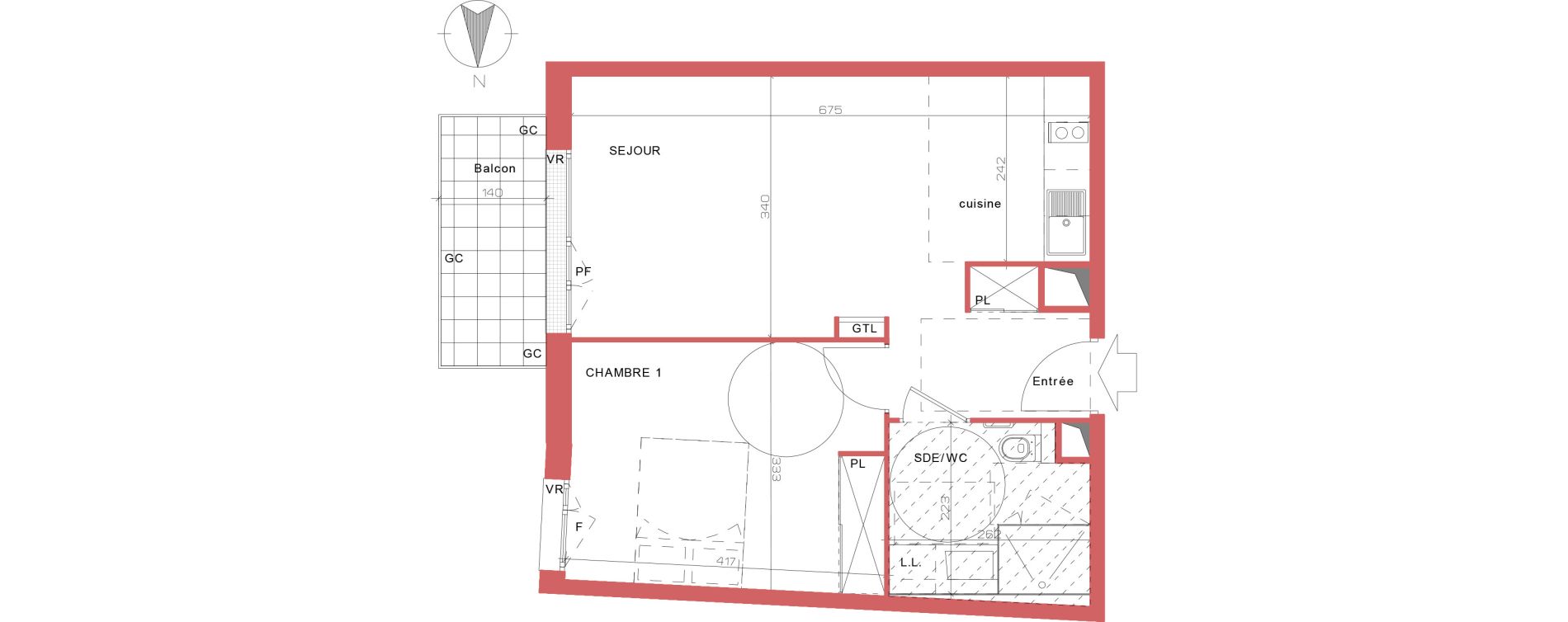 Appartement T2 de 44,21 m2 &agrave; Villepinte La p&eacute;pini&egrave;re