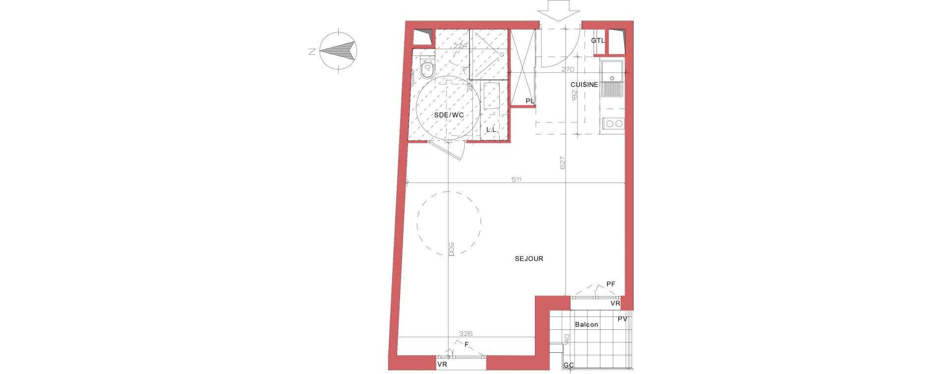 Appartement T1 de 35,75 m2 &agrave; Villepinte La p&eacute;pini&egrave;re