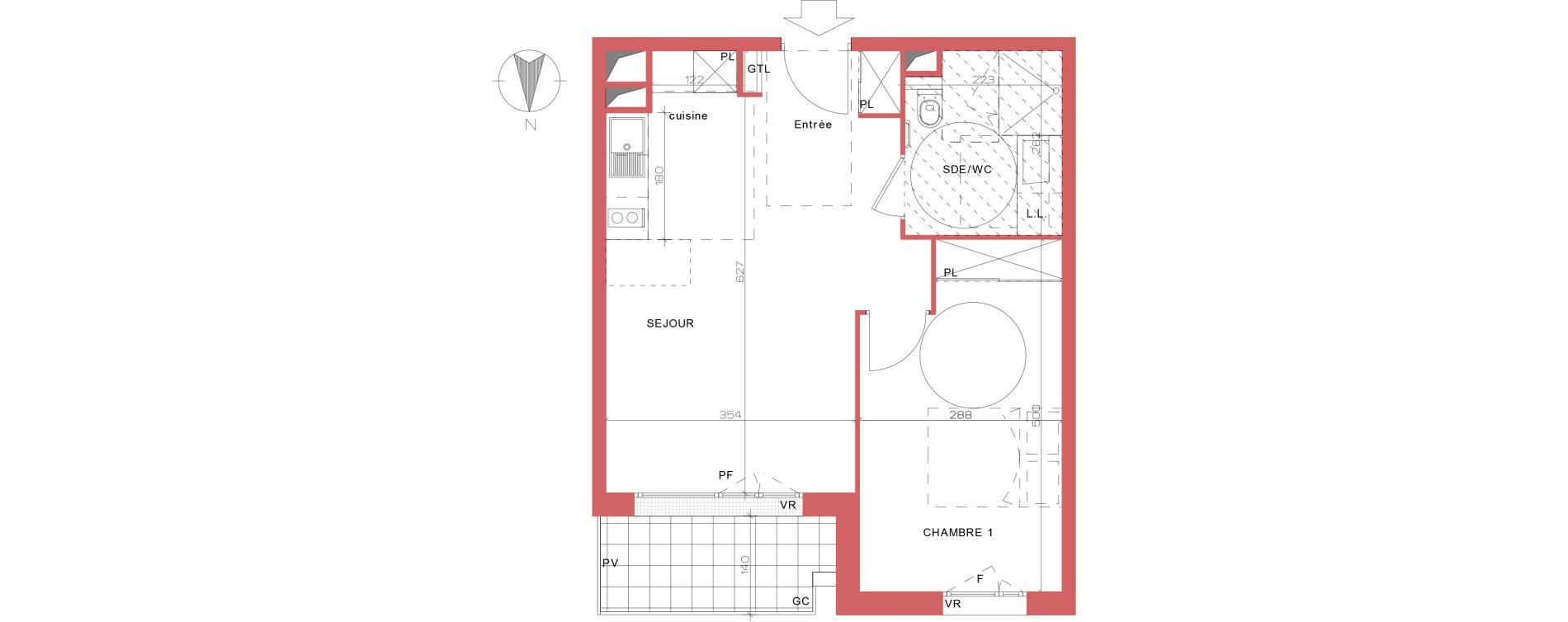 Appartement T2 de 42,98 m2 &agrave; Villepinte La p&eacute;pini&egrave;re