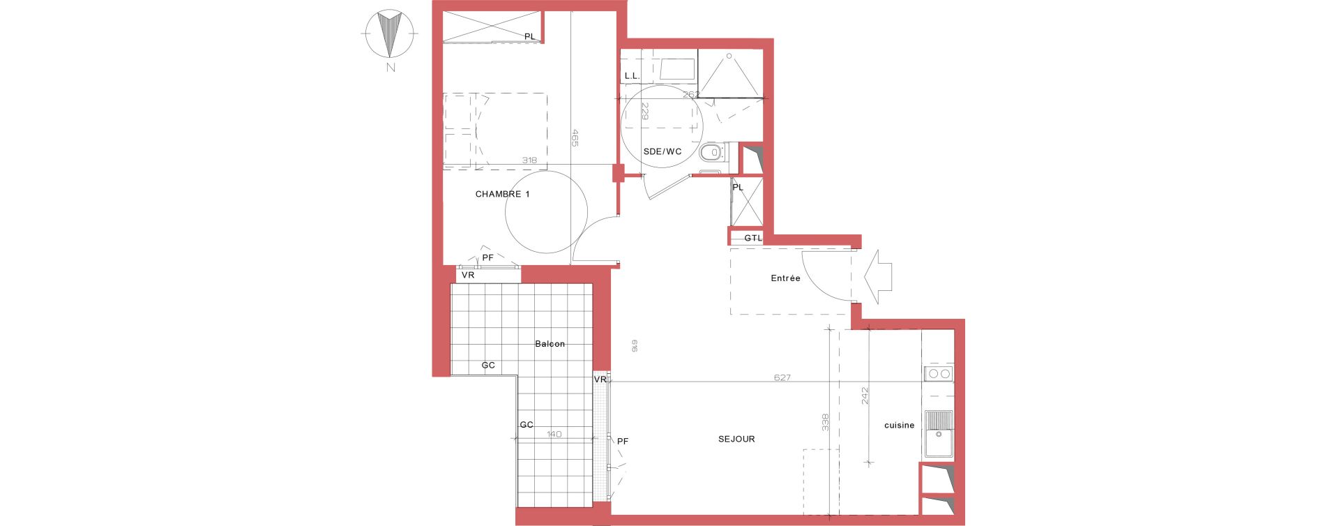 Appartement T2 de 51,03 m2 &agrave; Villepinte La p&eacute;pini&egrave;re