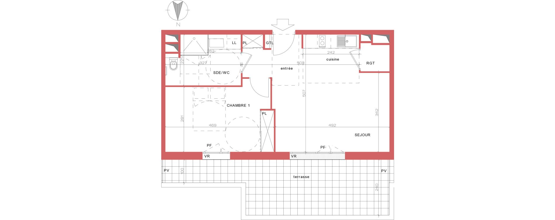 Appartement T2 de 47,12 m2 &agrave; Villepinte La p&eacute;pini&egrave;re