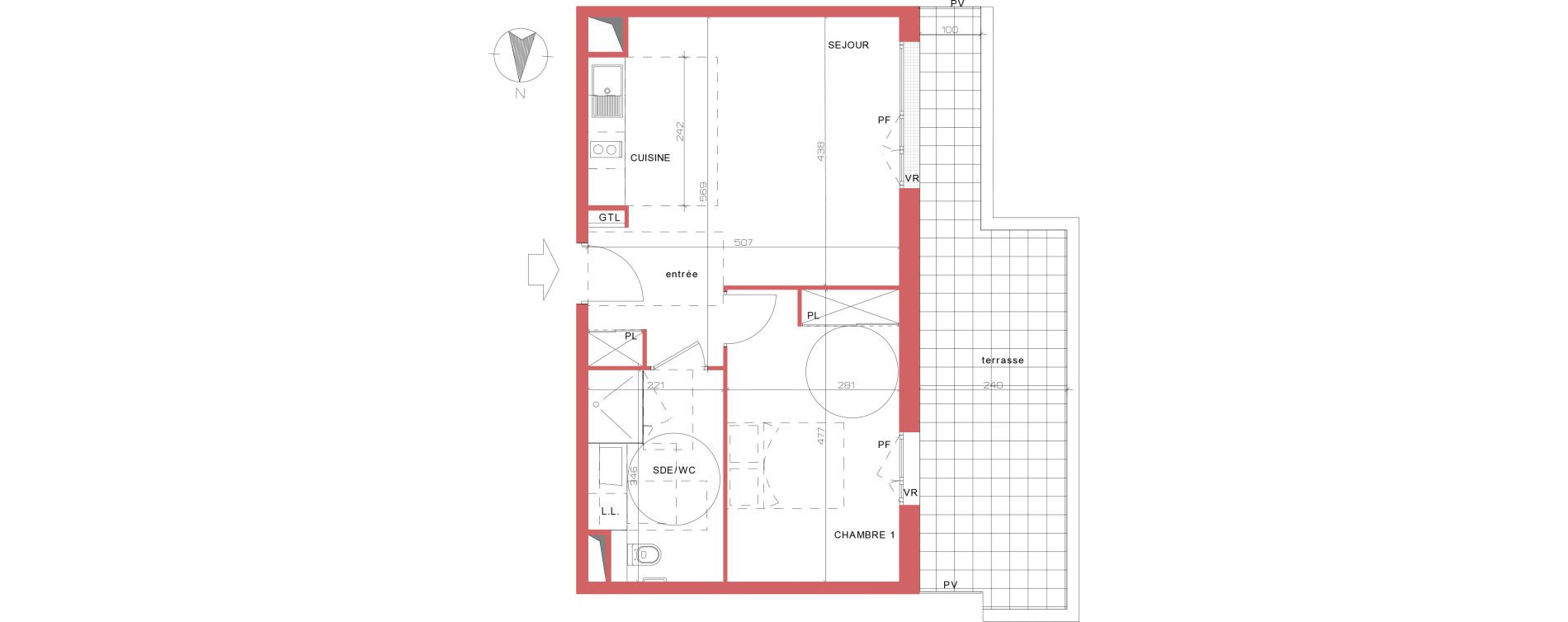 Appartement T2 de 45,28 m2 &agrave; Villepinte La p&eacute;pini&egrave;re