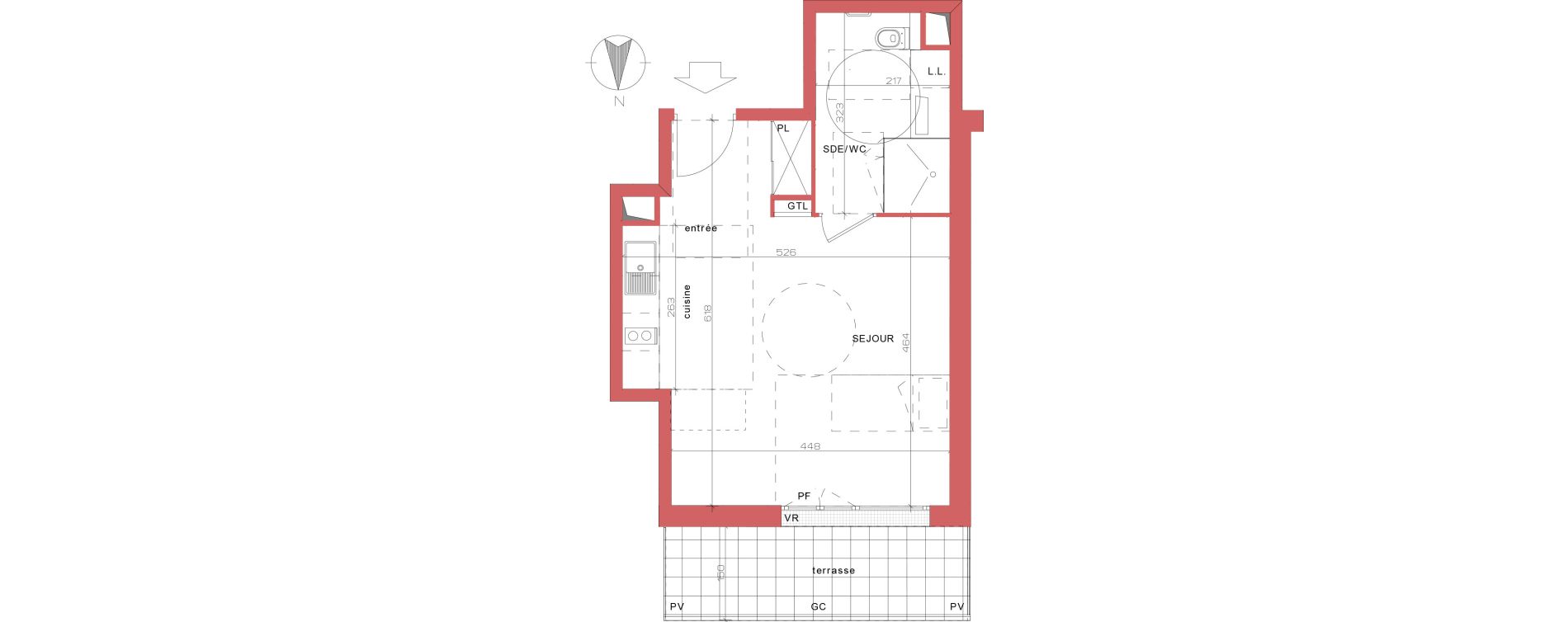 Appartement T1 de 35,82 m2 &agrave; Villepinte La p&eacute;pini&egrave;re