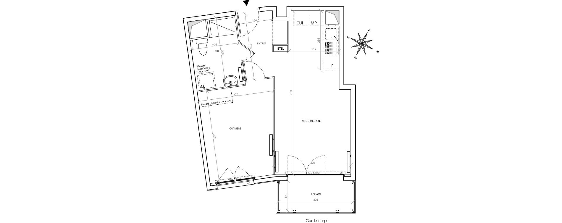 Appartement T2 de 42,39 m2 &agrave; Villepinte Hopital