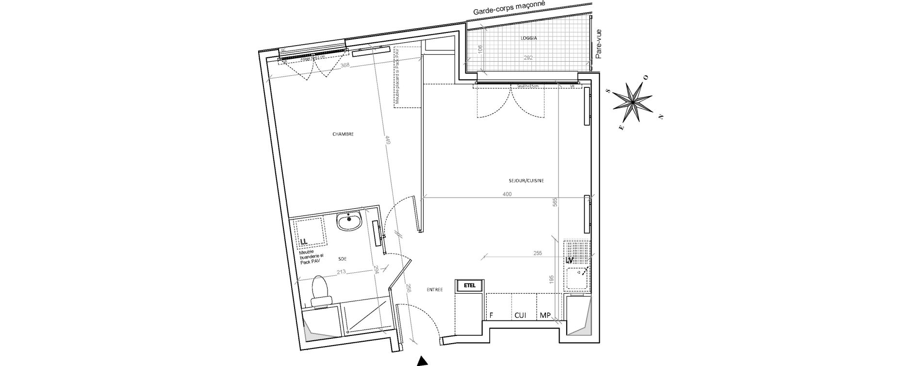 Appartement T2 de 44,37 m2 &agrave; Villepinte Hopital