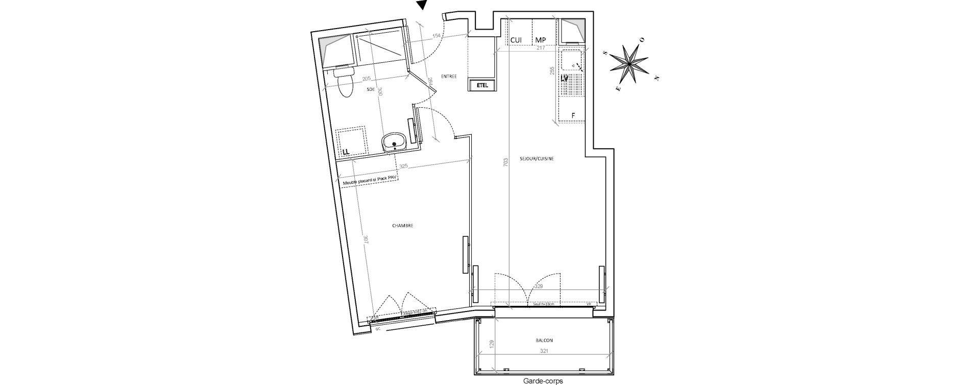 Appartement T2 de 42,39 m2 &agrave; Villepinte Hopital