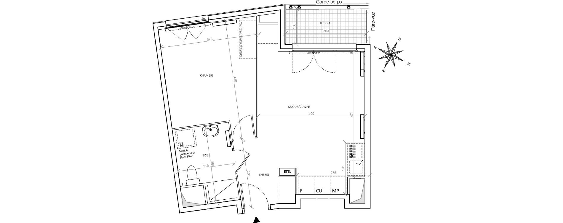 Appartement T2 de 43,43 m2 &agrave; Villepinte Hopital