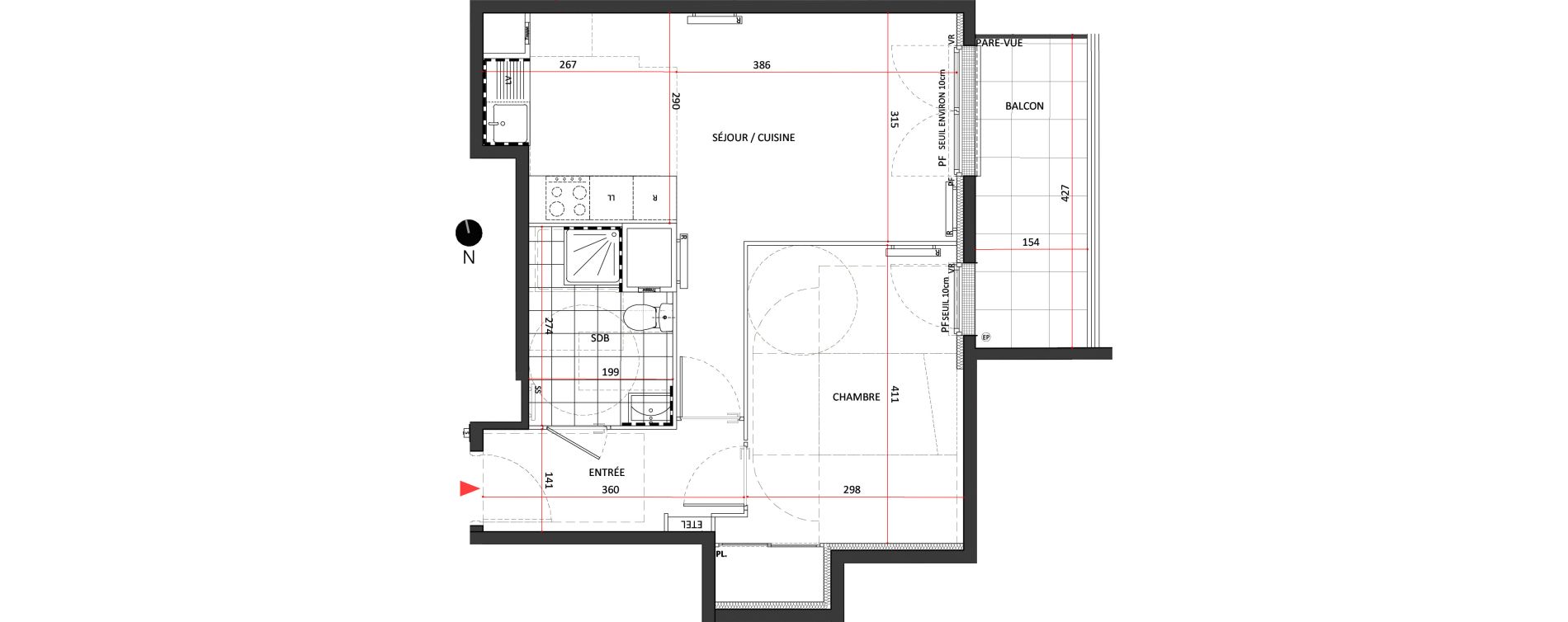 Appartement T2 de 44,22 m2 &agrave; Villepinte La p&eacute;pini&egrave;re
