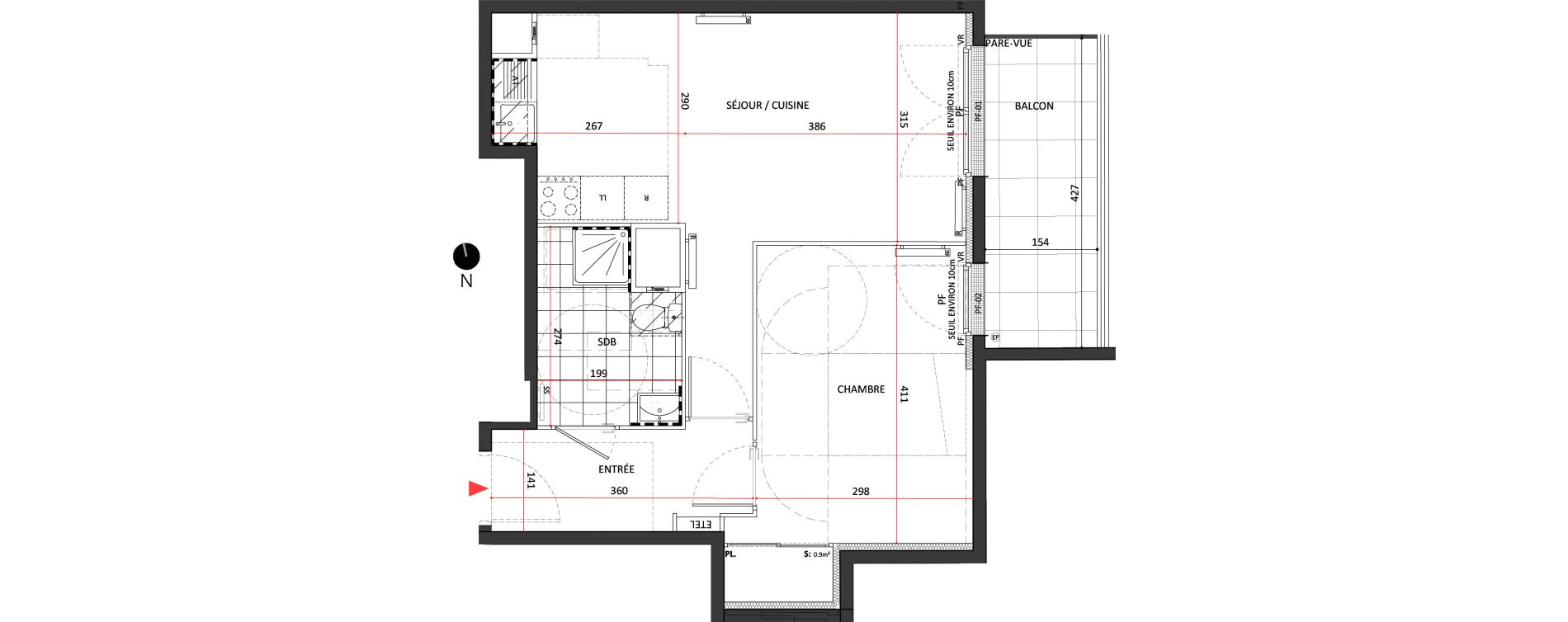 Appartement T2 de 44,26 m2 &agrave; Villepinte La p&eacute;pini&egrave;re