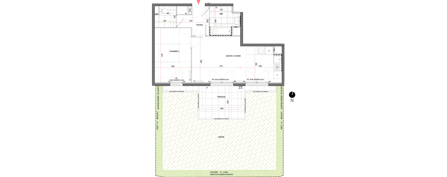Appartement T2 de 45,62 m2 &agrave; Villepinte La p&eacute;pini&egrave;re