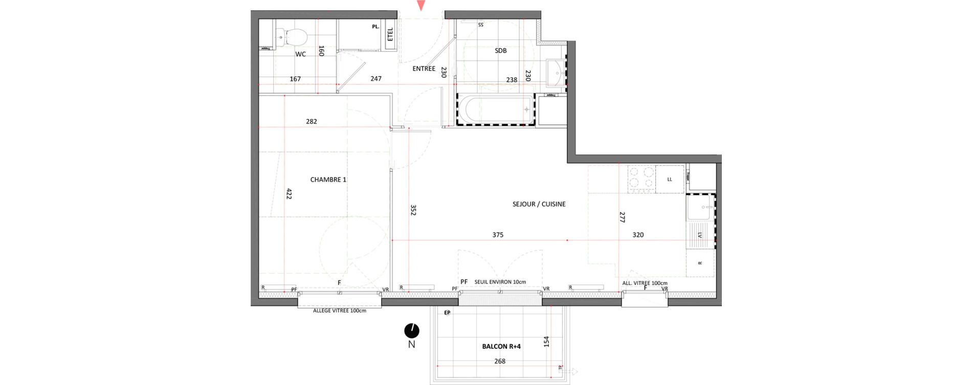 Appartement T2 de 45,22 m2 &agrave; Villepinte La p&eacute;pini&egrave;re