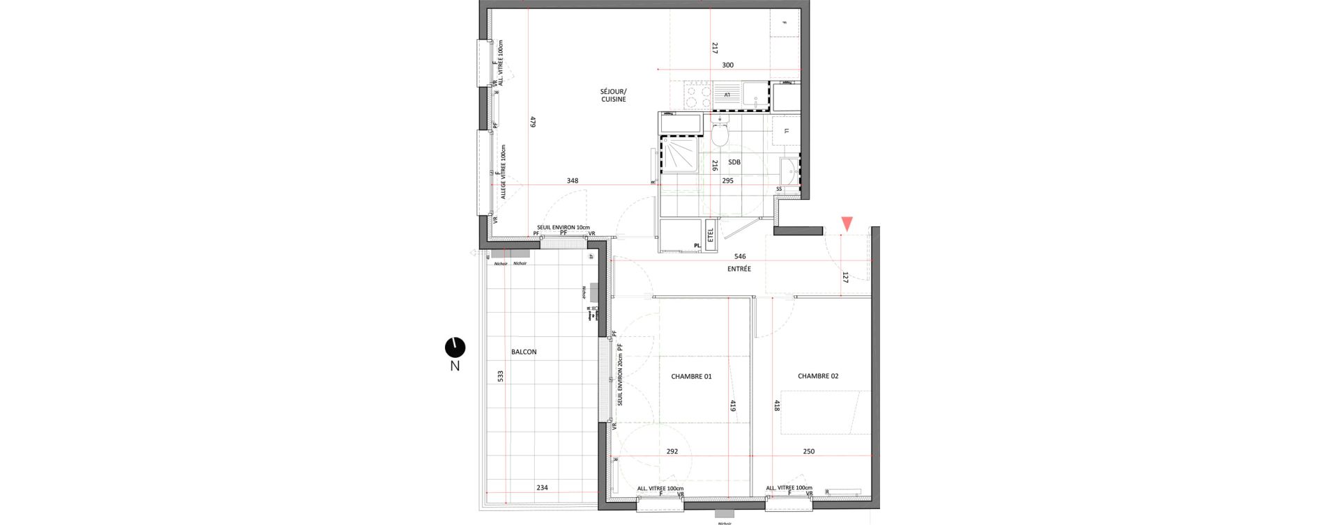 Appartement T3 de 58,56 m2 &agrave; Villepinte La p&eacute;pini&egrave;re