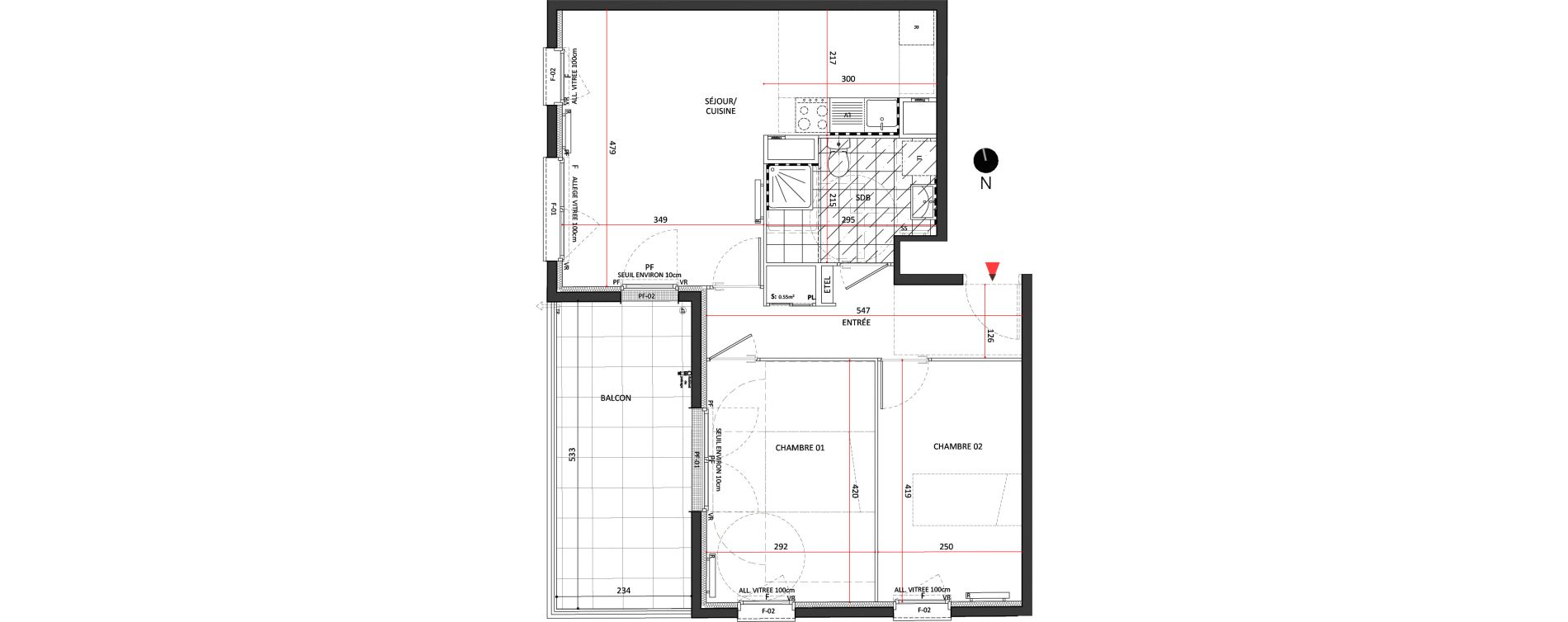 Appartement T3 de 58,45 m2 &agrave; Villepinte La p&eacute;pini&egrave;re