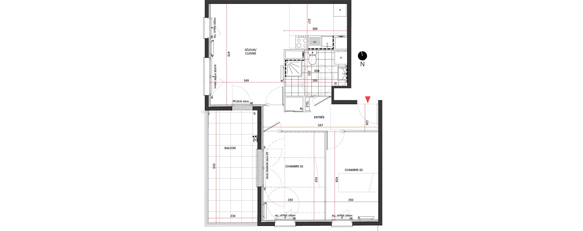 Appartement T3 de 58,51 m2 &agrave; Villepinte La p&eacute;pini&egrave;re