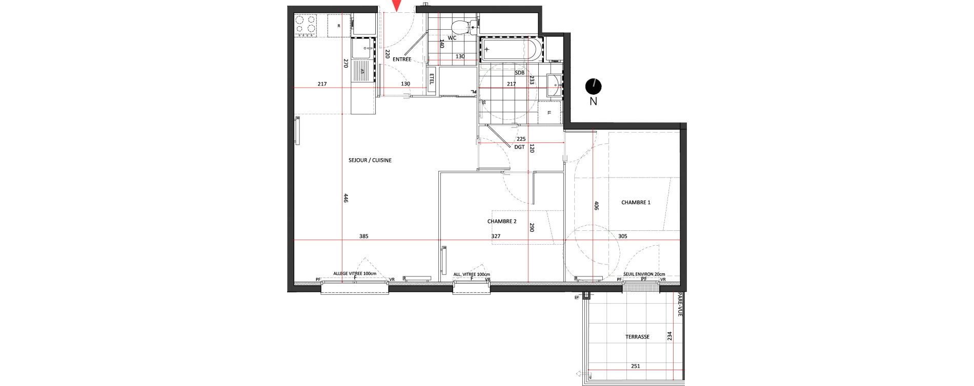 Appartement T3 de 60,25 m2 &agrave; Villepinte La p&eacute;pini&egrave;re