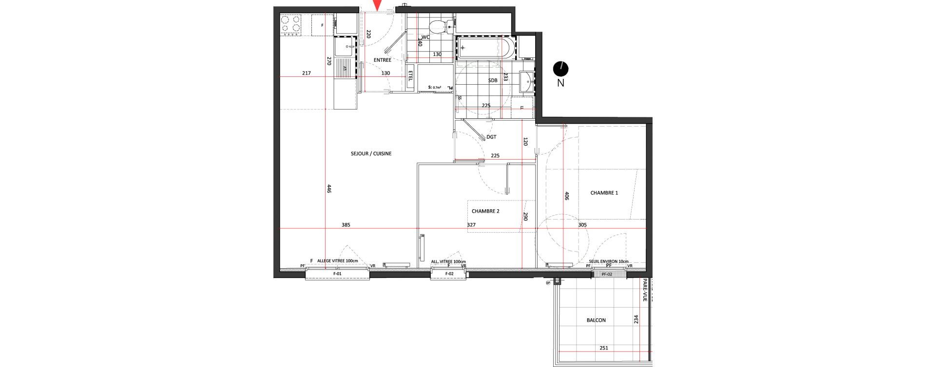 Appartement T3 de 60,25 m2 &agrave; Villepinte La p&eacute;pini&egrave;re