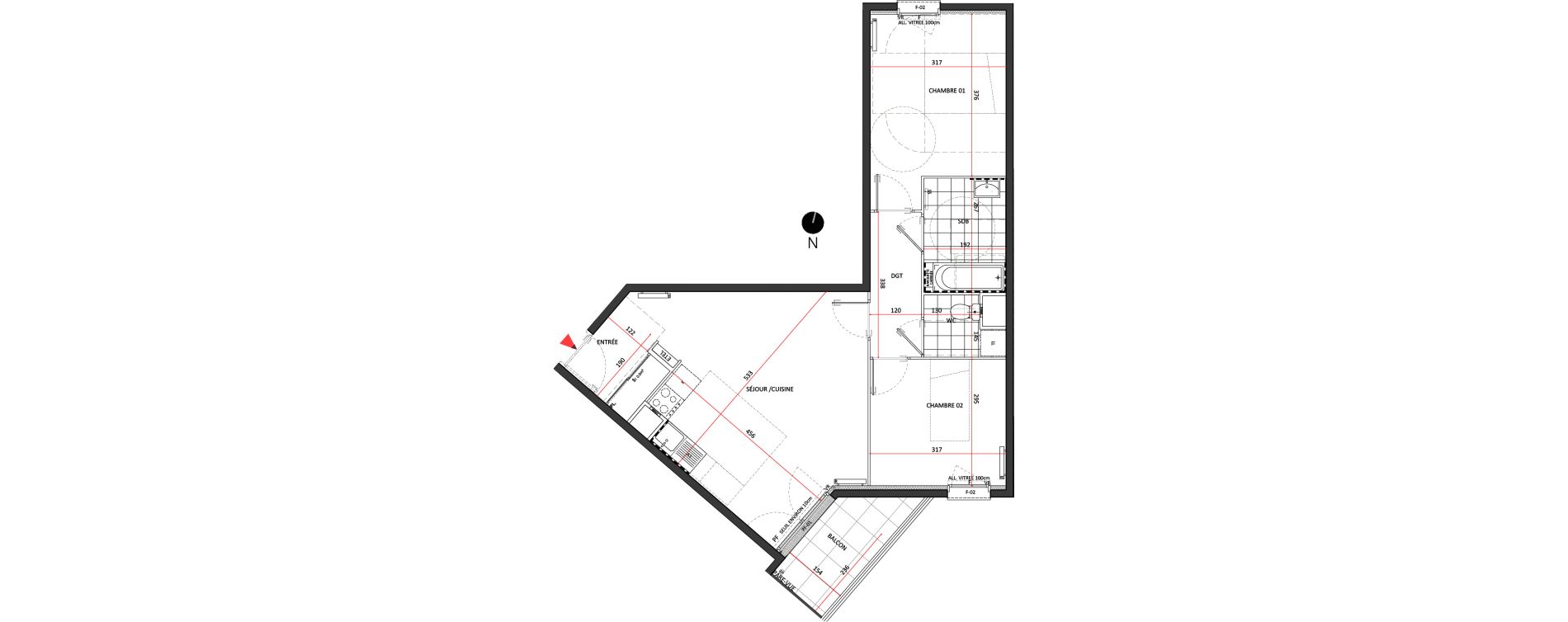 Appartement T3 de 61,34 m2 &agrave; Villepinte La p&eacute;pini&egrave;re