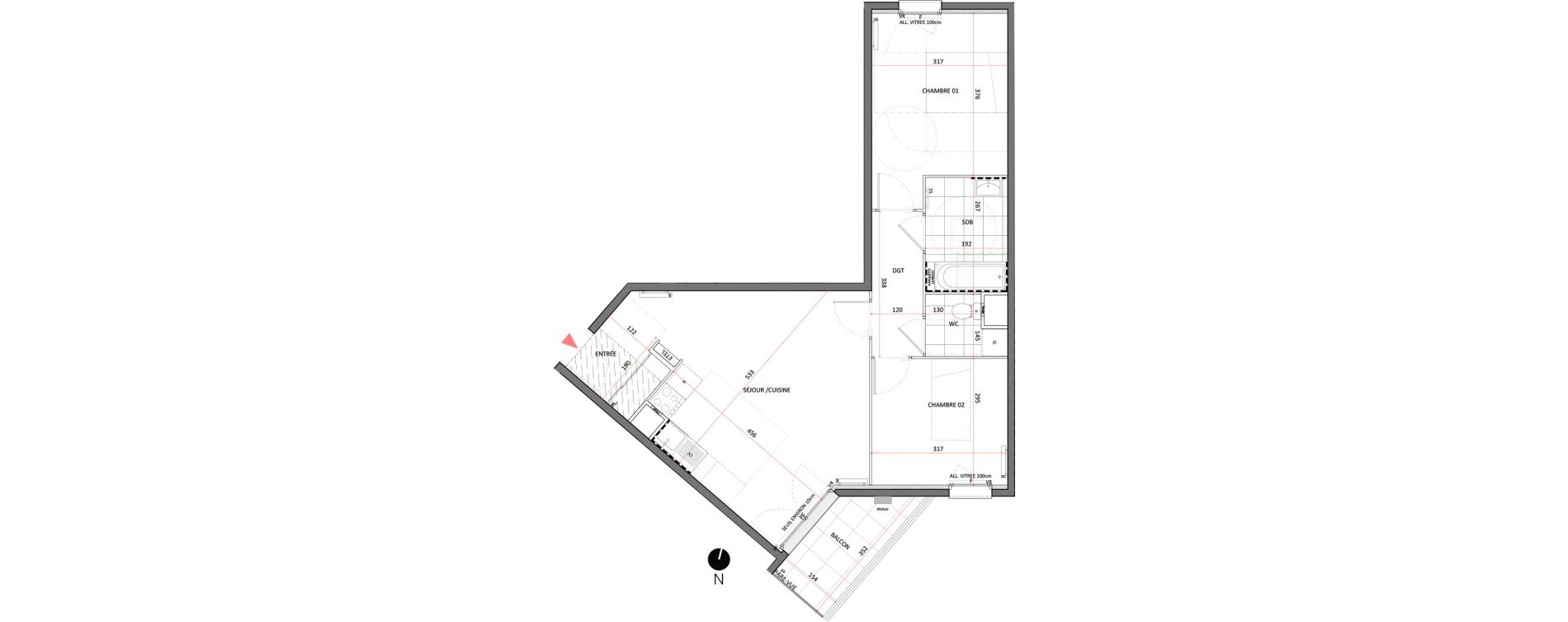Appartement T3 de 61,34 m2 &agrave; Villepinte La p&eacute;pini&egrave;re