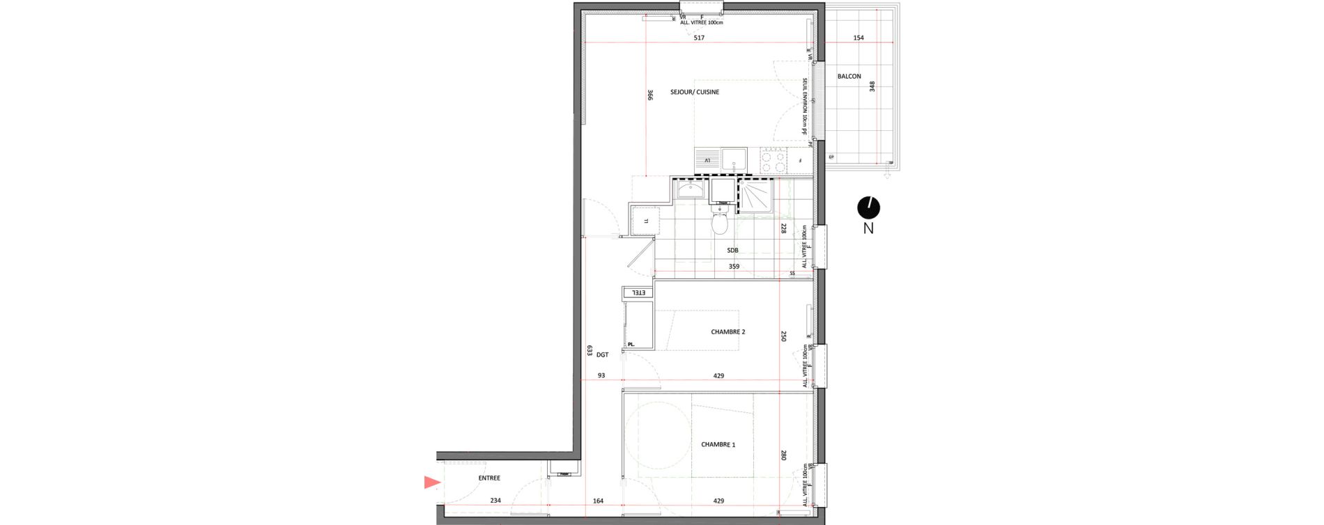 Appartement T3 de 61,66 m2 &agrave; Villepinte La p&eacute;pini&egrave;re