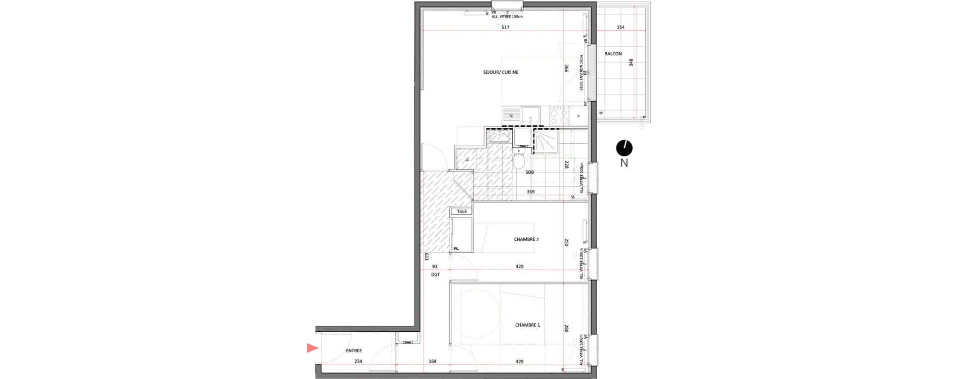 Appartement T3 de 61,69 m2 &agrave; Villepinte La p&eacute;pini&egrave;re
