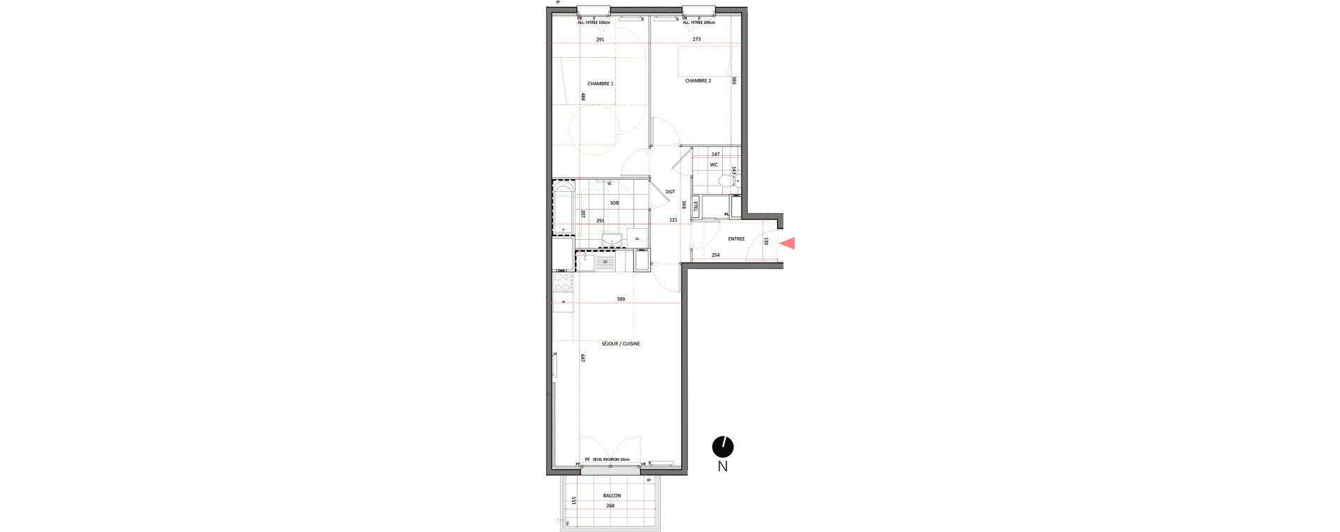 Appartement T3 de 64,24 m2 &agrave; Villepinte La p&eacute;pini&egrave;re