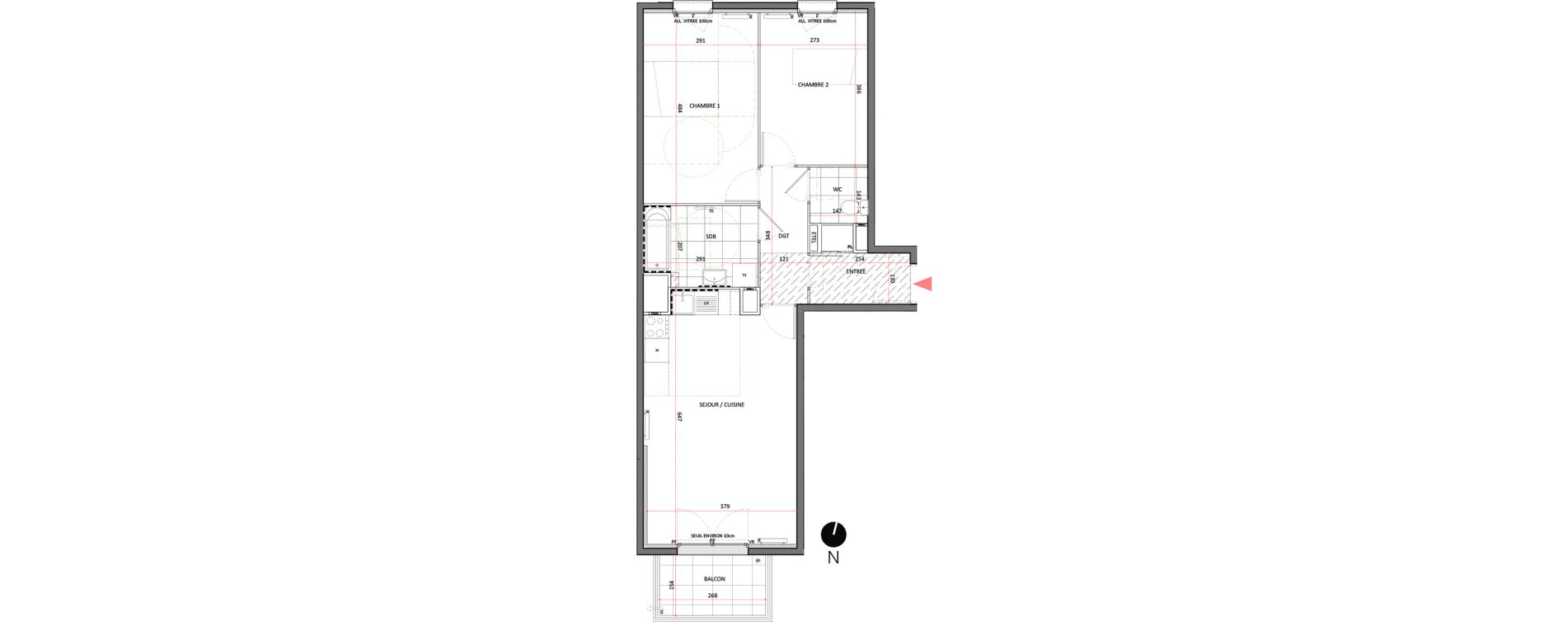 Appartement T3 de 64,24 m2 &agrave; Villepinte La p&eacute;pini&egrave;re