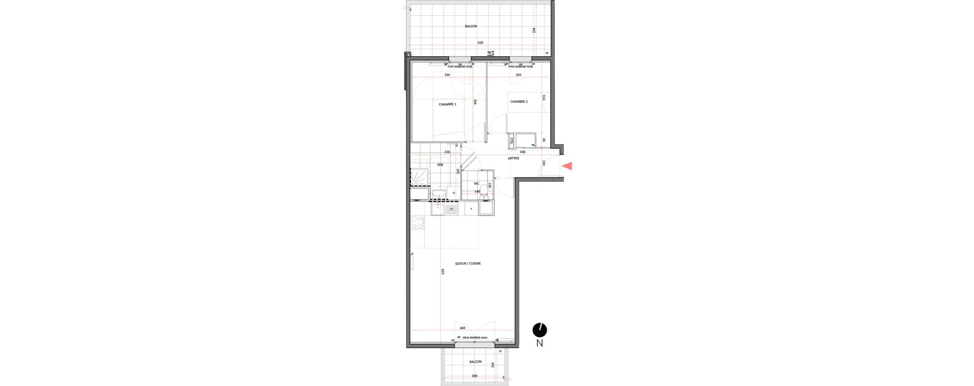 Appartement T3 de 64,61 m2 &agrave; Villepinte La p&eacute;pini&egrave;re