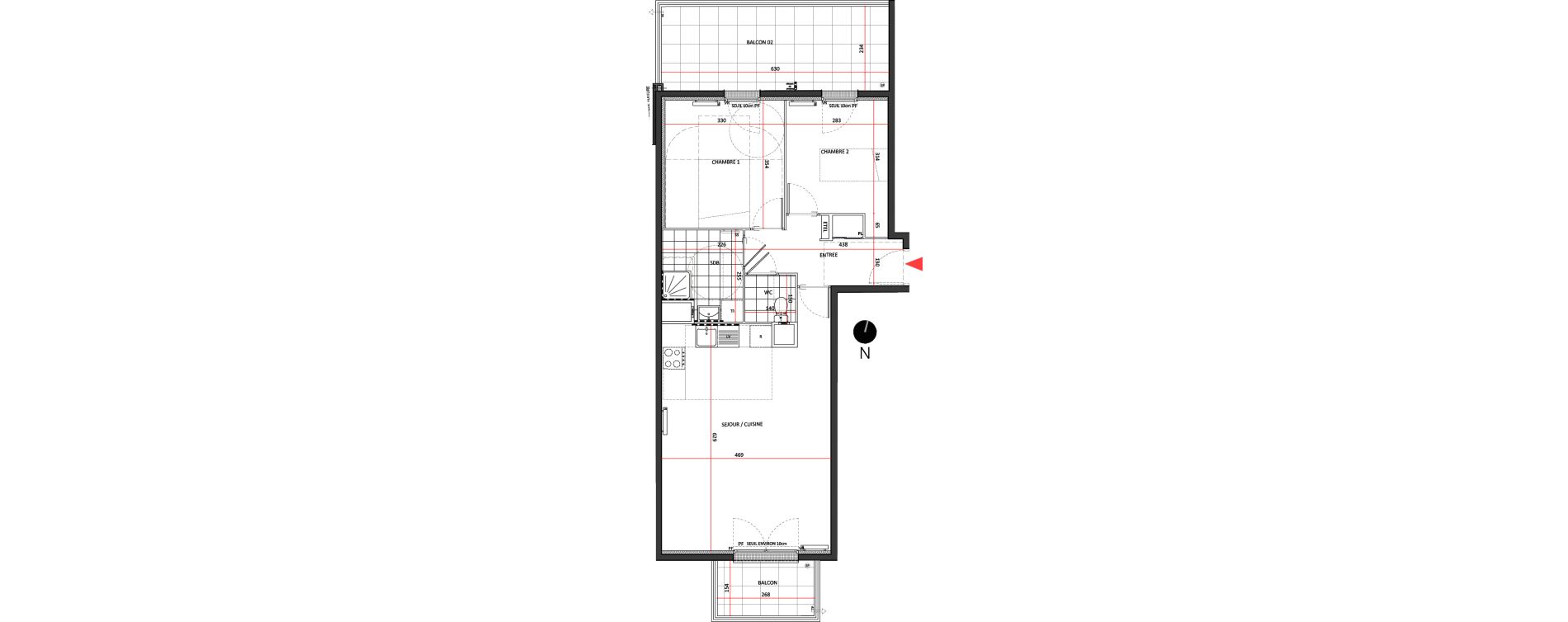 Appartement T3 de 64,62 m2 &agrave; Villepinte La p&eacute;pini&egrave;re