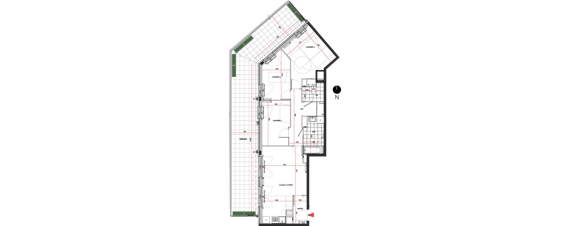 Appartement T4 de 73,64 m2 &agrave; Villepinte La p&eacute;pini&egrave;re