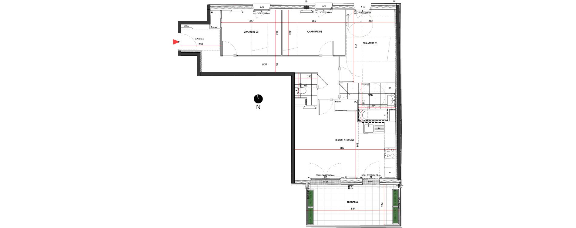 Appartement T4 de 75,84 m2 &agrave; Villepinte La p&eacute;pini&egrave;re