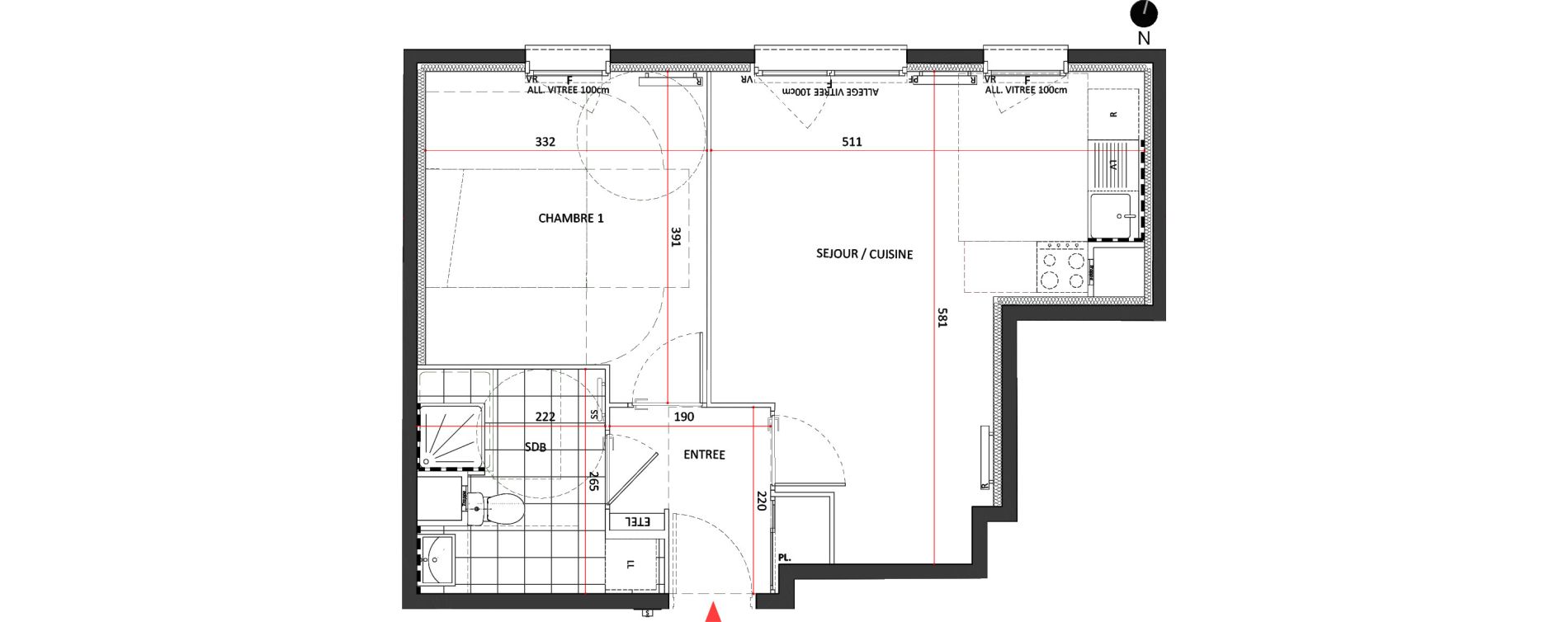 Appartement T2 de 43,46 m2 &agrave; Villepinte La p&eacute;pini&egrave;re