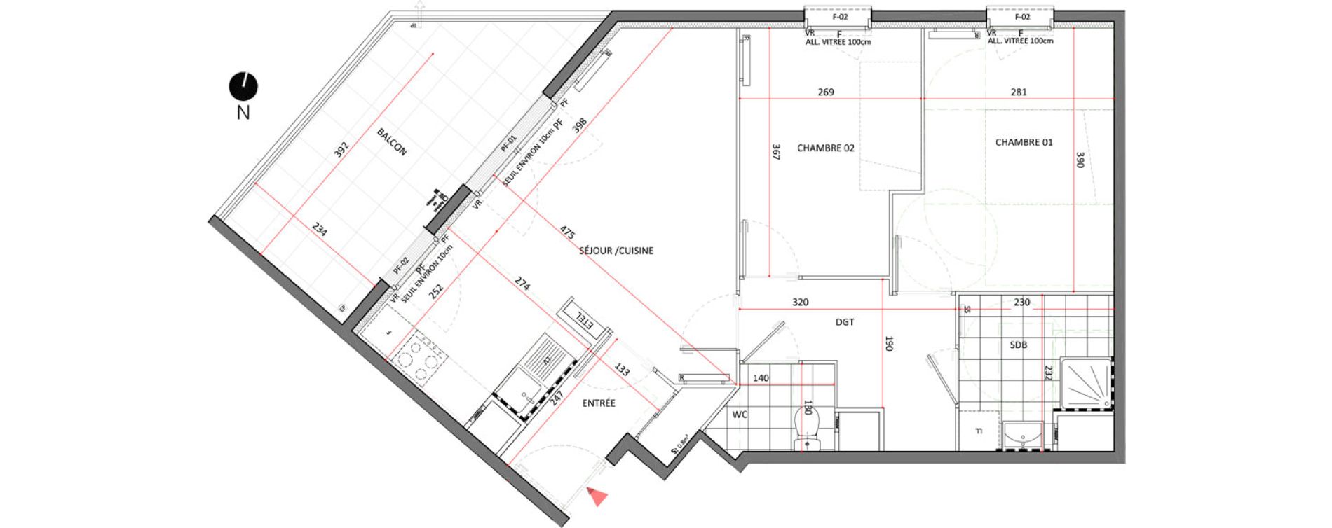 Appartement T3 de 57,54 m2 &agrave; Villepinte La p&eacute;pini&egrave;re