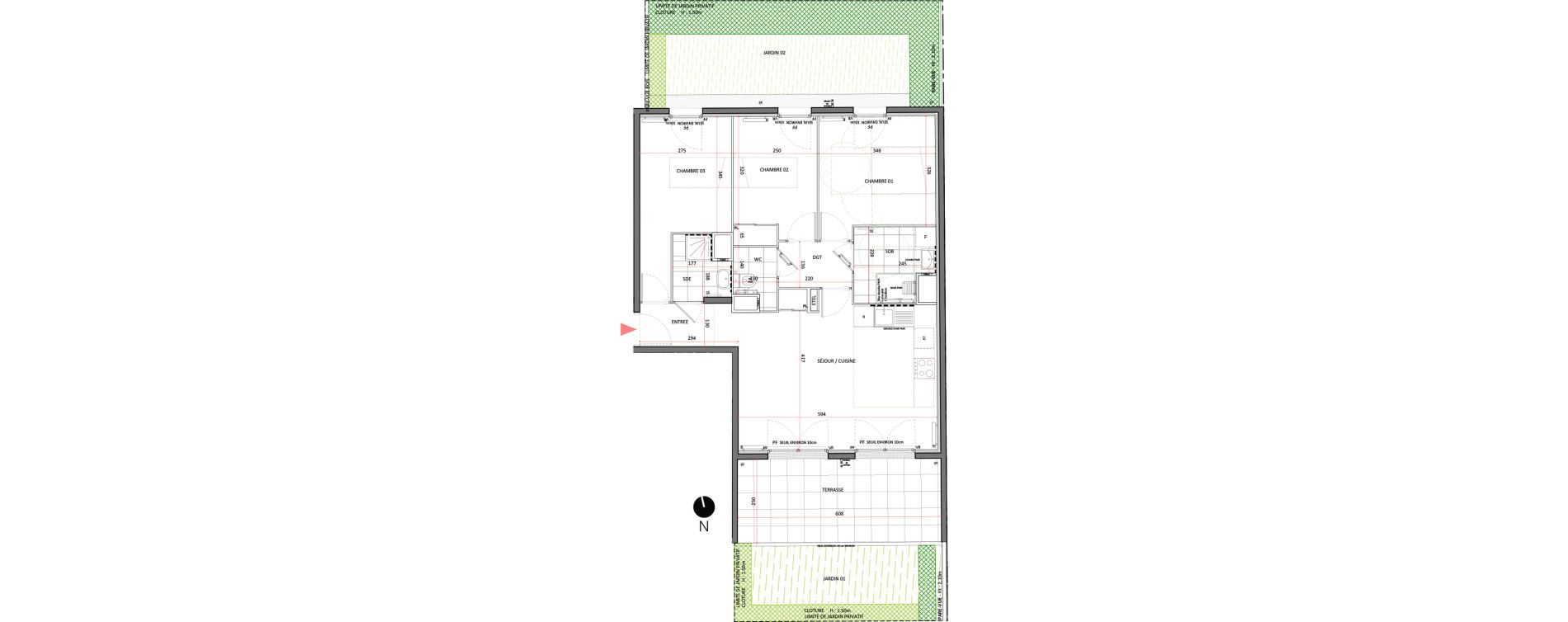 Appartement T4 de 75,76 m2 &agrave; Villepinte La p&eacute;pini&egrave;re