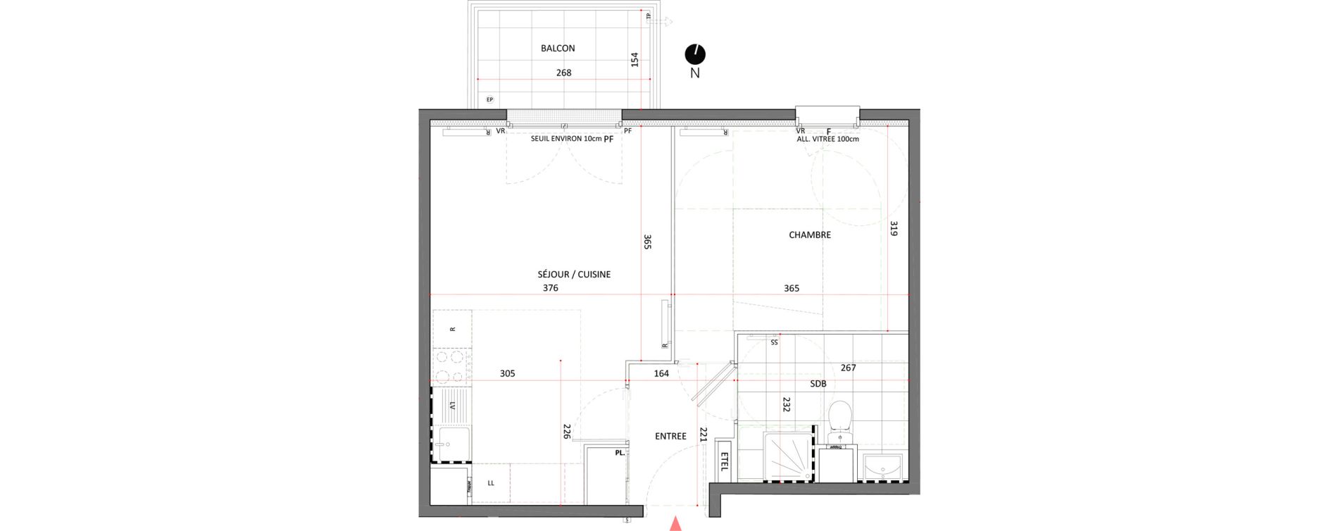 Appartement T2 de 41,28 m2 &agrave; Villepinte La p&eacute;pini&egrave;re