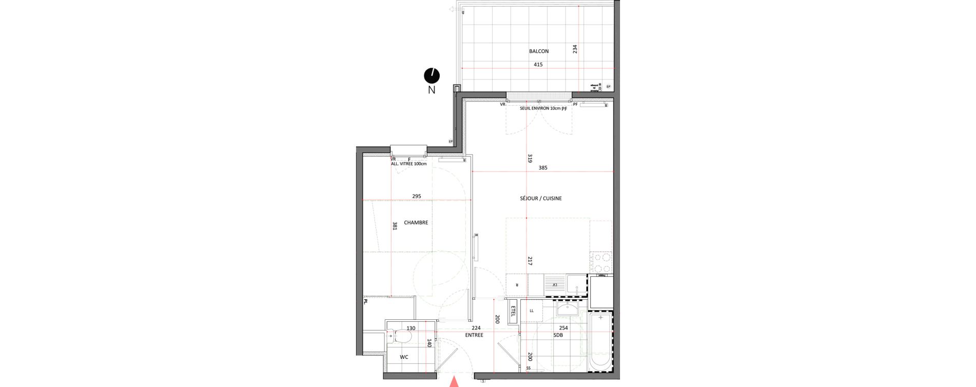 Appartement T2 de 44,14 m2 &agrave; Villepinte La p&eacute;pini&egrave;re