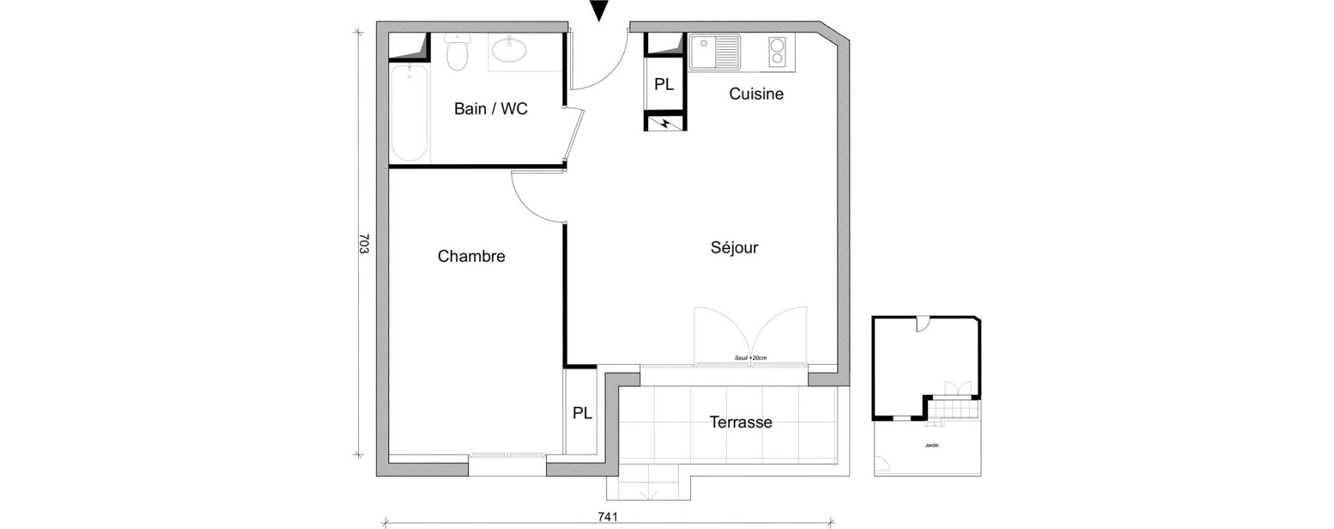 Appartement T2 de 45,03 m2 &agrave; Villepinte March&eacute;